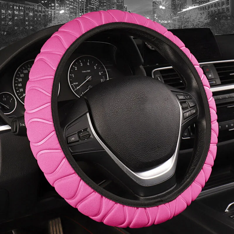 1pc Pink Anti-skid Breathable Auto Car Steering Wheel Cover For Four Season