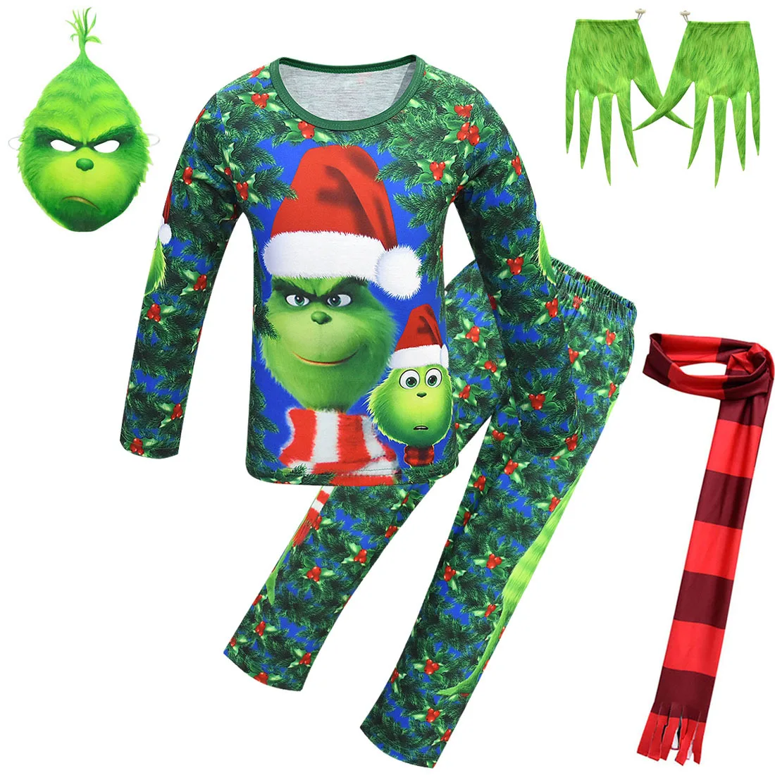 Дропшиппинг, зеленый комбинезон с монстрами, Grinch, маскарадный костюм детский костюм с длинными рукавами Рождественский костюм Grinch Jumpsui