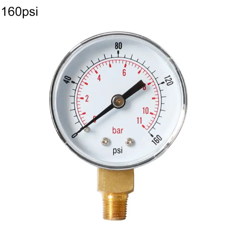 Манометр 52 мм Циферблат 1/" BSPT вертикальный 0/15, 30,60, 100160300 PSI и бар нижний крепление