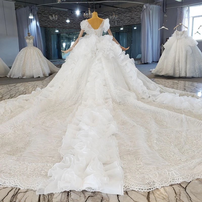 HTL2241 boho lace wedding gown for bride 2021 new expensive ball gown luxury wedding dress vestido de novia para boda civil 2