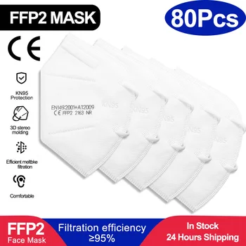 

80pcs CE Reusable Mask FFP2 KN95 Face Mask Respirator Anti Dust PM2.5 Protective Anti Pollution Filter Face Masks FFP2 KN95 mask