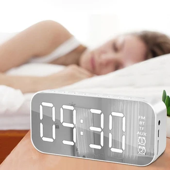 

Wireless bluetooth mirror dual alarm clock audio card clock display subwoofer hands-free computer mini speaker