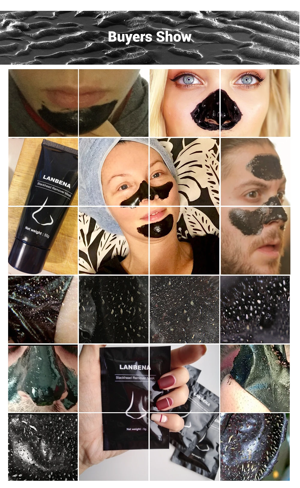 LANBENA отшелушивающая маска для лица для ухода за кожей черный маска против черных точек средство для удаления черных точек сужение пор грязевые маски полоски для носа