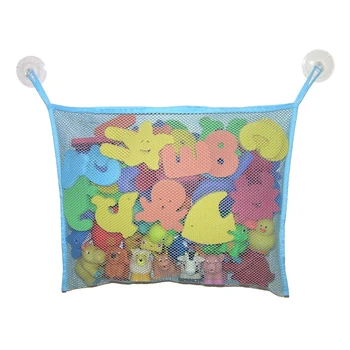 

Baby Bath Toy Organizer, with Two Powerful Suction Cups Hesh Bag, Heavy Duty, Mesh Bag,Light Blue