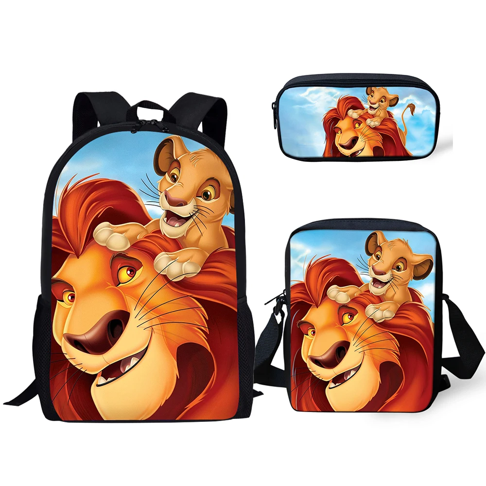 HaoYun Детский Школьный Рюкзак Kawaii The Lion King школьные сумки с рисунком героев мультфильмов, маленькие животные, комплект из 3 предметов, школьные сумки