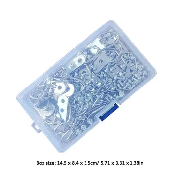 

50pcs Silver D-Ring Hanging Oil Painting Mirror Picture Frame Hanger Photo Wall Hook Double Holes with 100 Screws 37MD