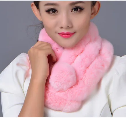 Outwear Winter Furry Casual Furry Thick Furry Rex Rabbit Fur Scarves Women Ring Korean Office Luxury Fur Scarfs V660