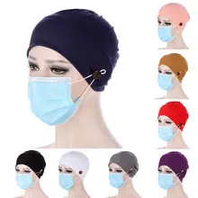 

Women Muslim Turban Head Wrap Hat With Button Headwear Headscarf Bonnet Inner Hijabs Cap Muslim Hijab Chemo Hats Turbantes Caps