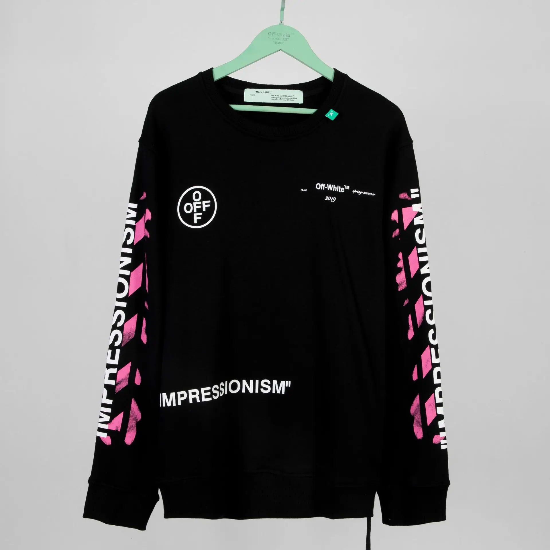 OFF-WHITE OW Весна и лето 99 лет краска пара мужская хлопковая толстовка с круглым вырезом