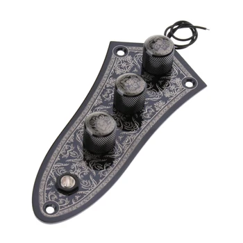 

Pre-wired Bass Switch Control Plate Volume Tone Knobs Set Wired Fully Loaded Control Plate for Jazz Bass Accessory