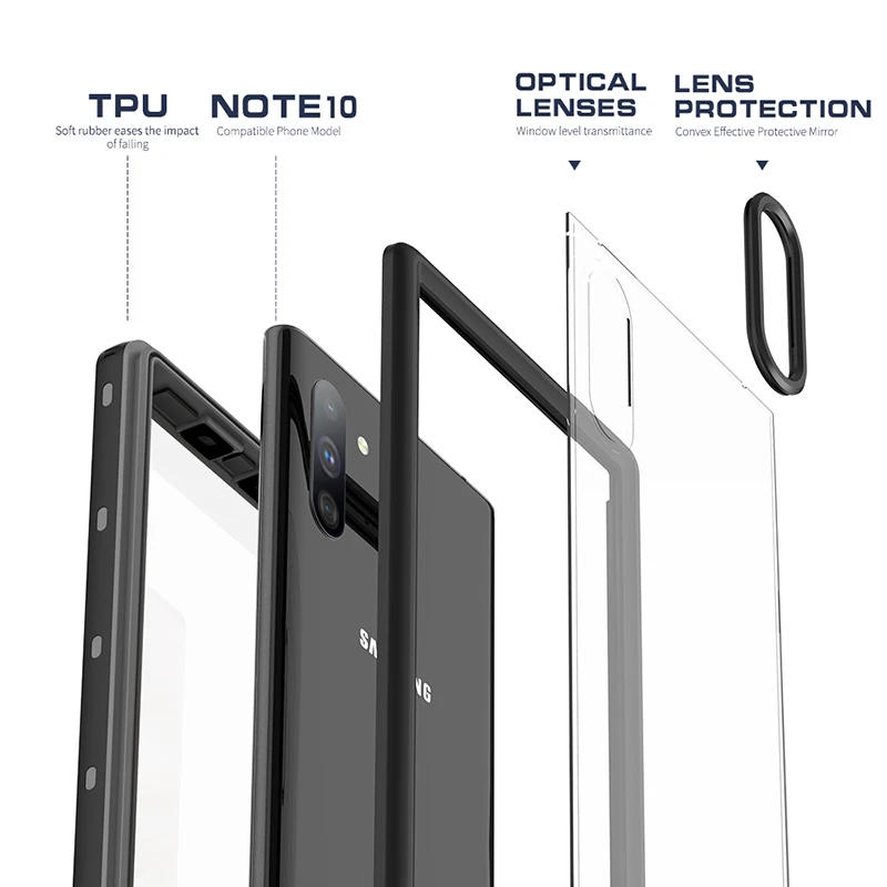 IP69K под водой водонепроницаемый чехол для samsung Note 10 Plus прозрачный Дайвинг Водонепроницаемый чехол для samsung Note 10+ чехол для телефона