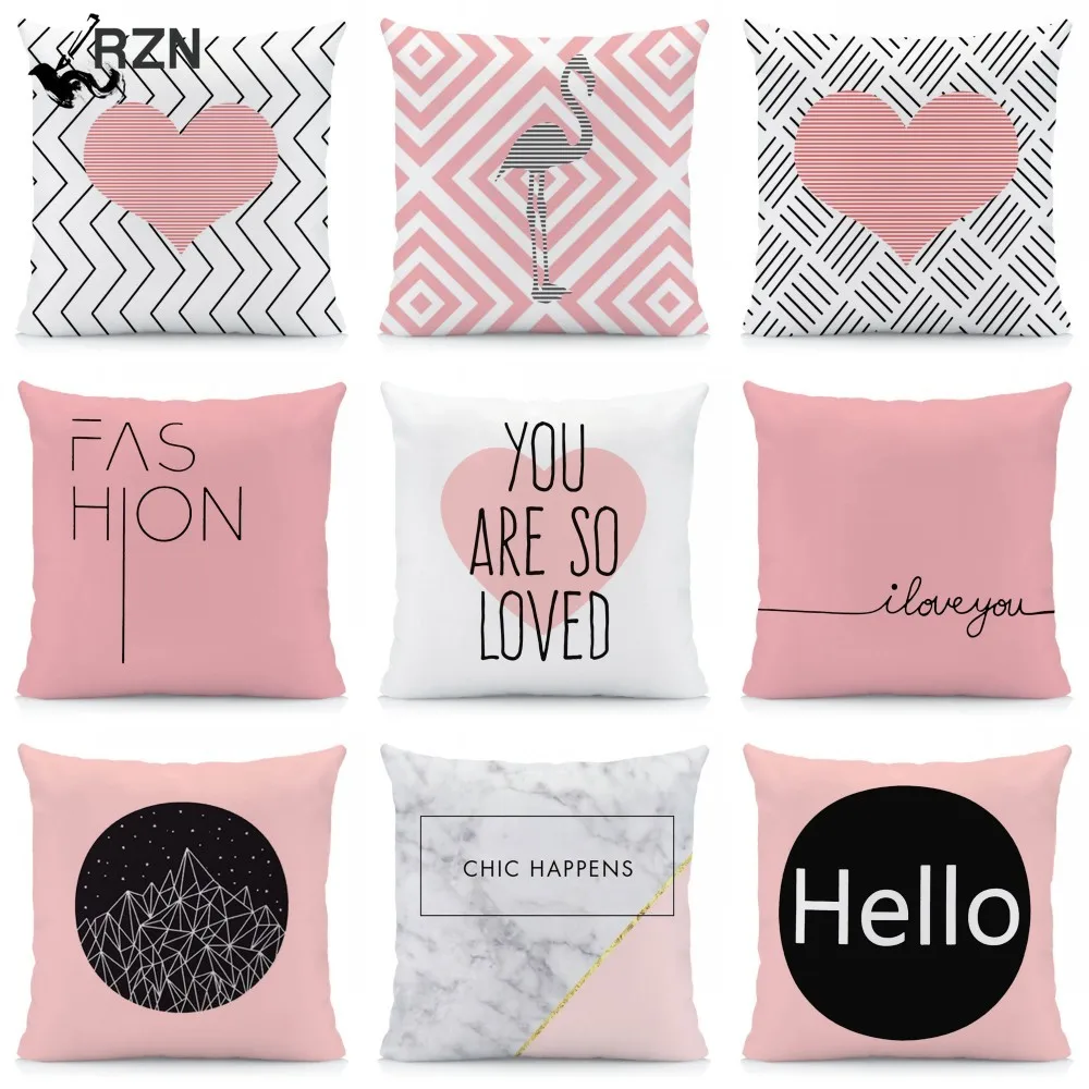 

New Pink Geometry Throw Pillow Case Sofa Home Decorative Pillowcase 45x45cm Cushion Cover Cushions Home Decor Luxury Designer