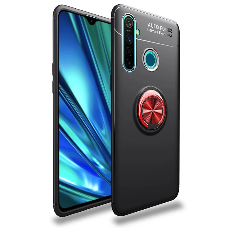 Противоударный чехол для OPPO Realme 5, чехол, магнитный кольцевой кронштейн, мягкий матовый Силиконовый чехол для телефона, чехол для realme5