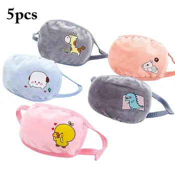 

5PCS (Random Color) Mouth Mask Cute Cartoon Cotton Warm Facial Breathable Washable Mouth Mask Mouth Cover for Kids