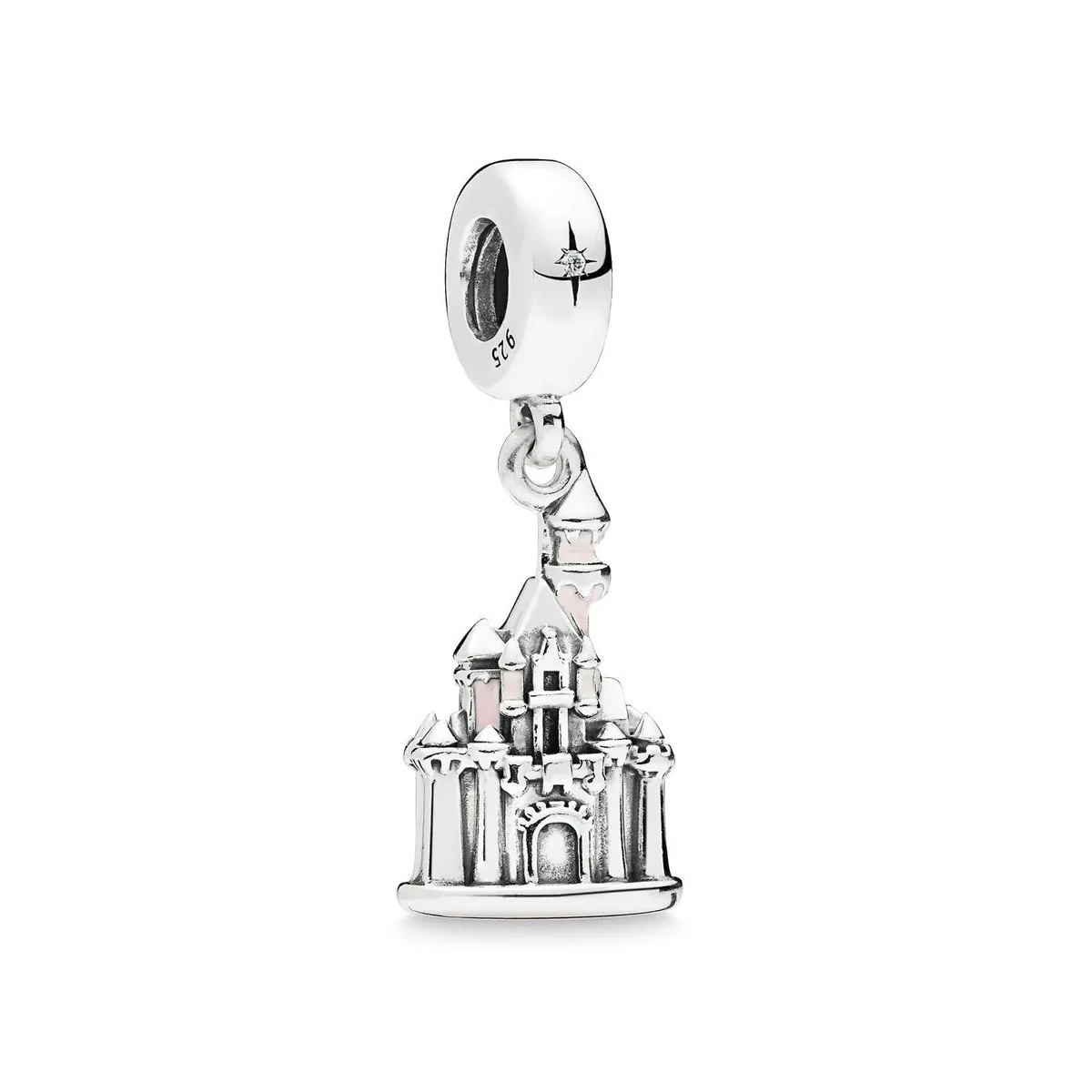 

Real 925 Sterling Silver Beads Charm Pink Castle Enamel Pendent Charm Fit Original Pandora Bracelets & Necklaces Women Jewelry