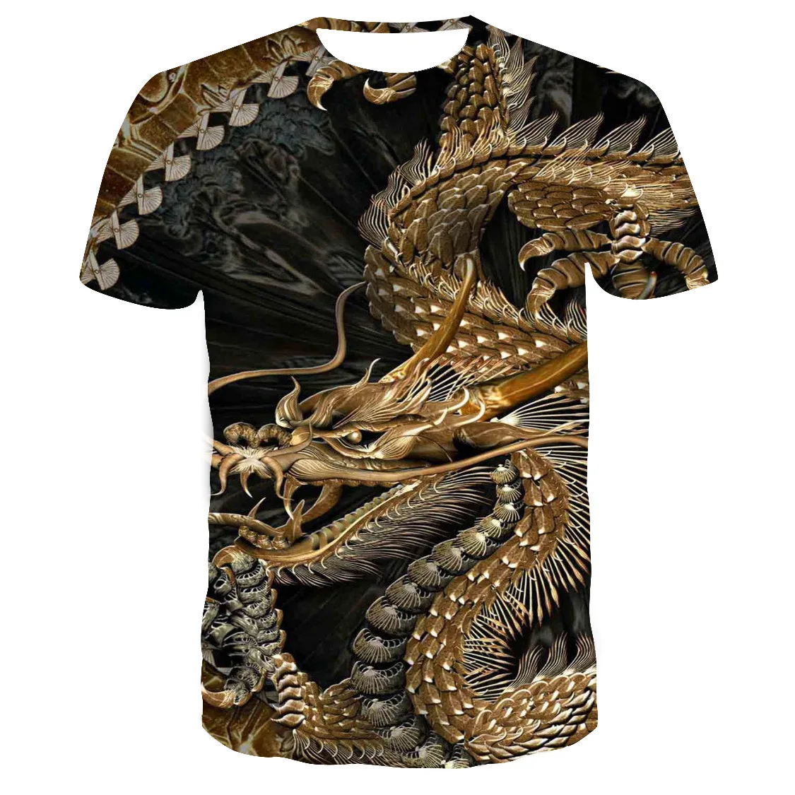 2020 popular new Chinese pattern 3D printing personalized dragon T-shirt casual and versatile men