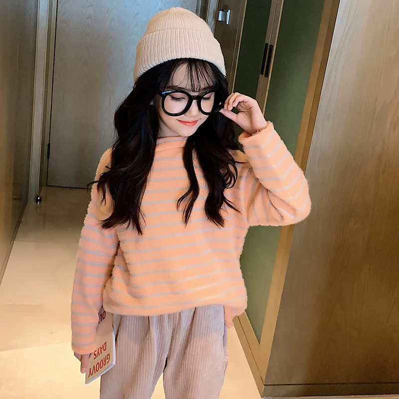 

Girl'S Sweater Thick 2019 New Style CHILDREN'S Garment Korean-style Fall And Winter Clothes Mink Cashmere Western Style Pullover