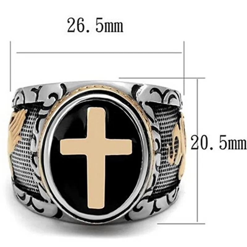 FDLK Men's Zinc Alloy Christian Holy Cross Ring Hand Of God Size 6-13