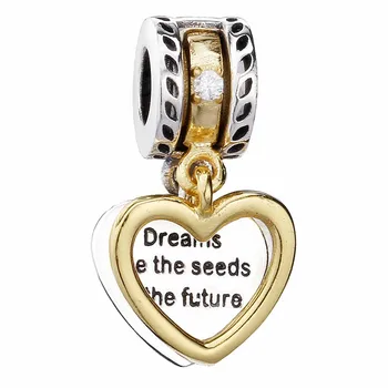

New 925 Sterling Silver Bead Charm Shine Seeds Of The Future Two-in-one Heart Pendant Beads Fit Pandora Bracelet Diy Jewelry