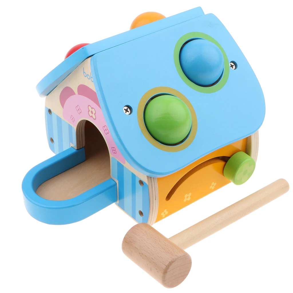 Montessori Ball Hammering Digital Clock Beads Counting Baby Toddler Preschool Early Learning Toy Play Activity