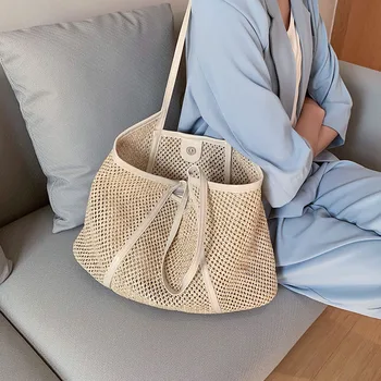 

Luxury Design Straw Handbags Women Shoulder Bags 2020 Fashion Hollow Out Large Travel Casual Totes Purse Female Beach Bag