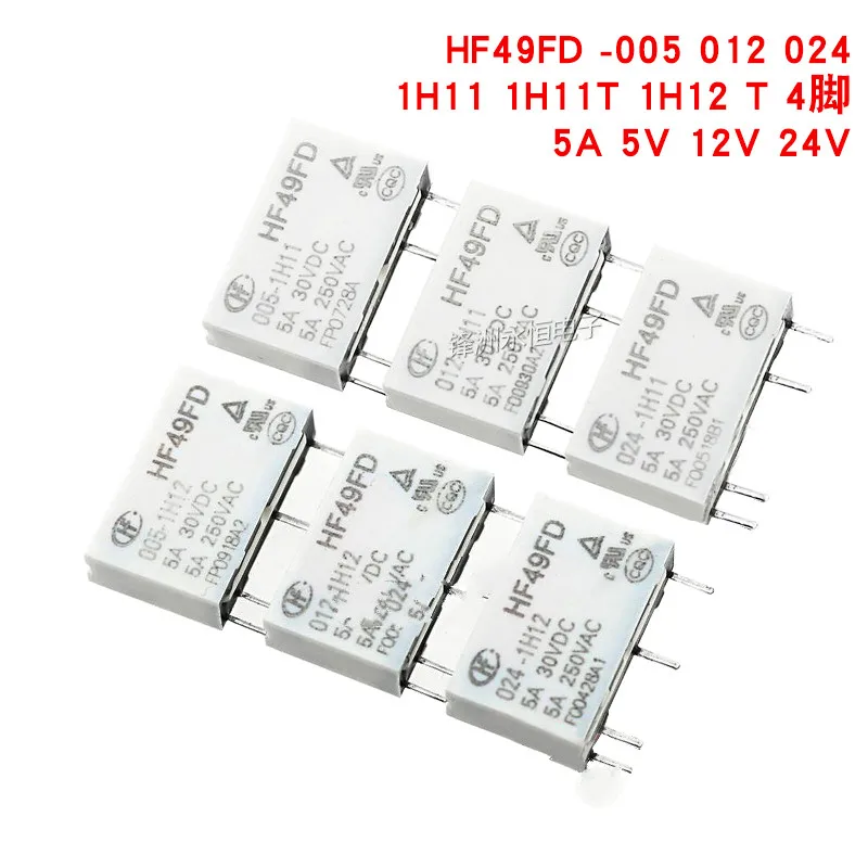 2 шт. реле hf49fd-005 012 024 1H11 1h11t 1h12 4 pin 5A 5 В 12 24 постоянного тока | Обустройство дома