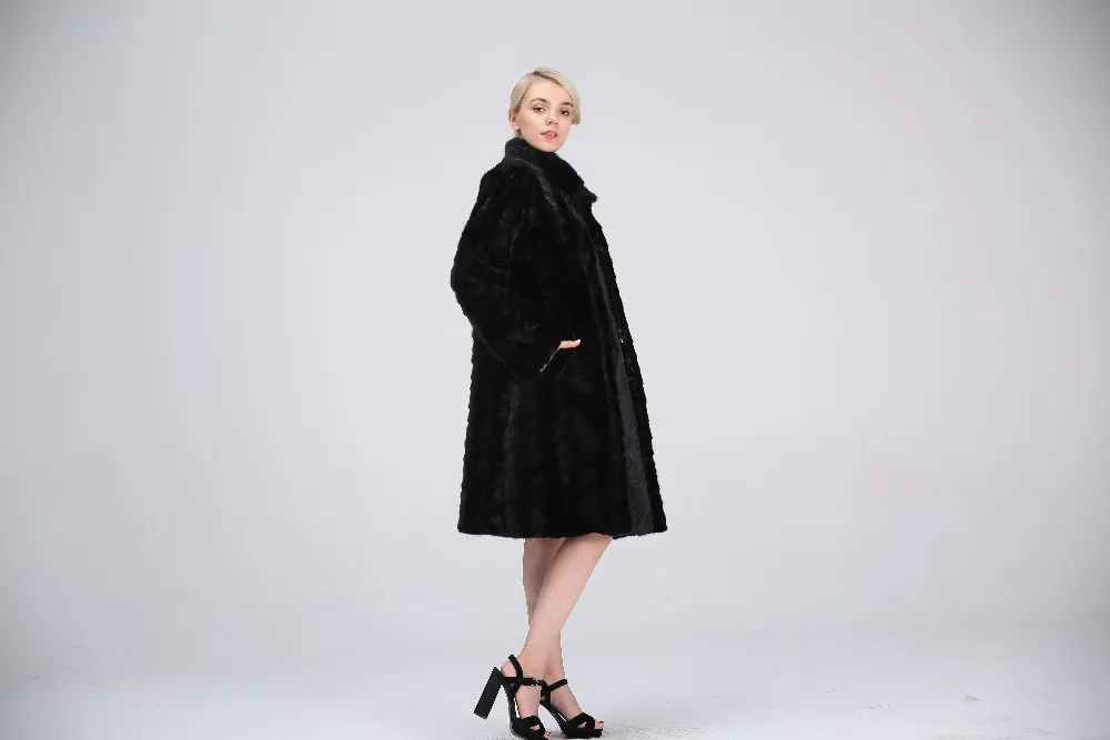 Новая коллекция года: настоящая норковая шуба в стиле пэчворк, шуба из натуральной норки для женщин, кожаная куртка длиной 100 см