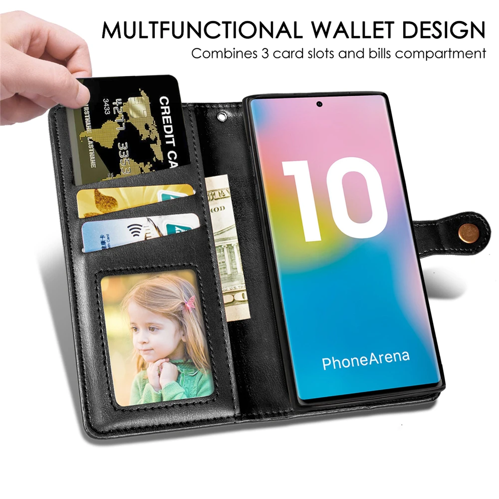 Для samsung Galaxy Note 10 Plus защитный кожаный чехол-кошелек с отделениями для карт и пряжкой для samsung Note 10 флип-чехол