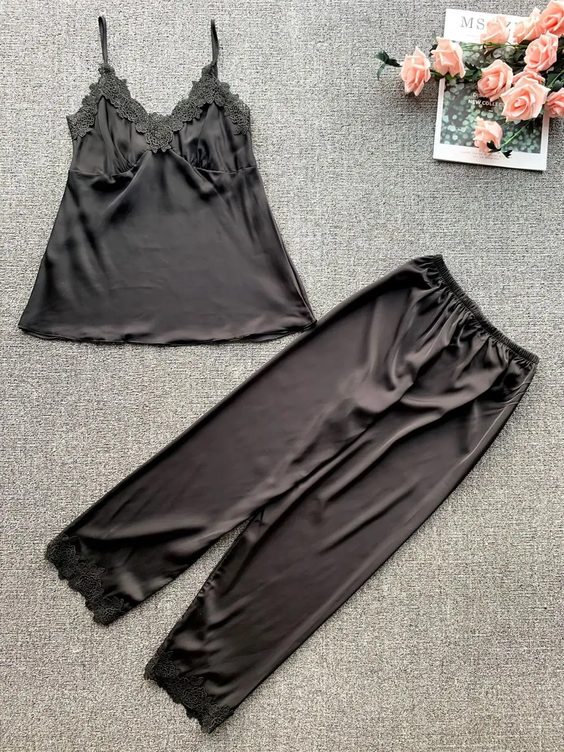 Сексуальная Осенняя кружевная Пижама для женщин без рукавов пижама на