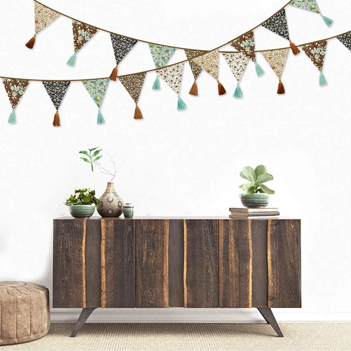 

Brown Floral Collection 100% Cotton Banner for Wedding Baby Shower Party Decoration