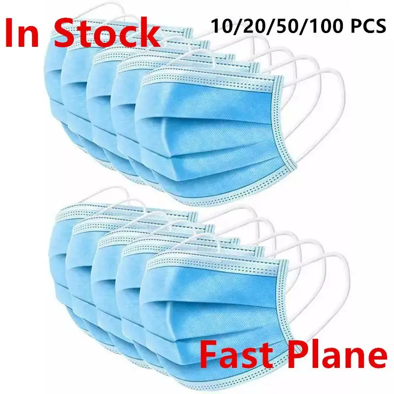 

10/20/50/100PCS Face Mouth Anti Virus Mask Disposable Protect 3 Layers Filter Protection Non Woven Mouth Masks Fast Shipping