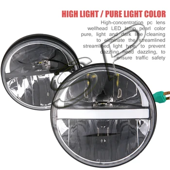 

For Jeep Wrangler Defender Led Headlight 7inch Round High Low Beam DC 12v 24v External Lights headlamp lighting running