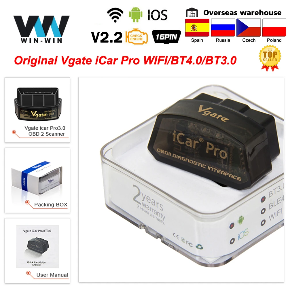 Vgate iCar Pro ELM327 WIFI OBD2 сканер OBD 2 Bluetooth-совместимый 4 0 для Android/IOS автомобильный