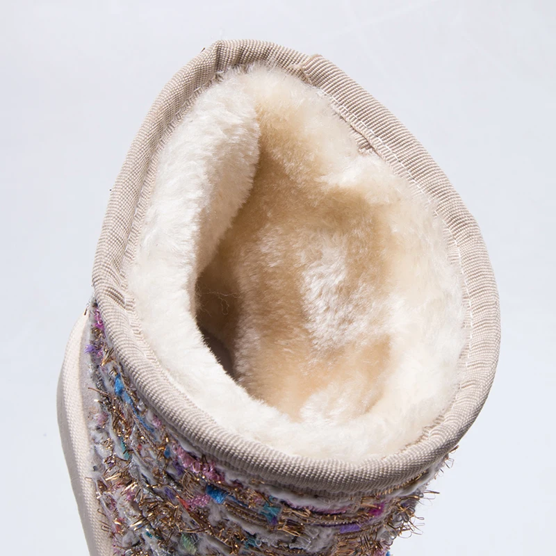 Lucyever Mix Color Snow Boots Women Thicken Warm Long Plush Inside Ankle Boots for Women Casual Flat Platform Winter Shoes Woman