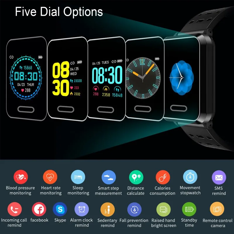 Smart Watch Android IOS Phone Waterproof Activity Fitness Tracker Watches Health Exercise Heart Rate Blood Pressure Smart Watch