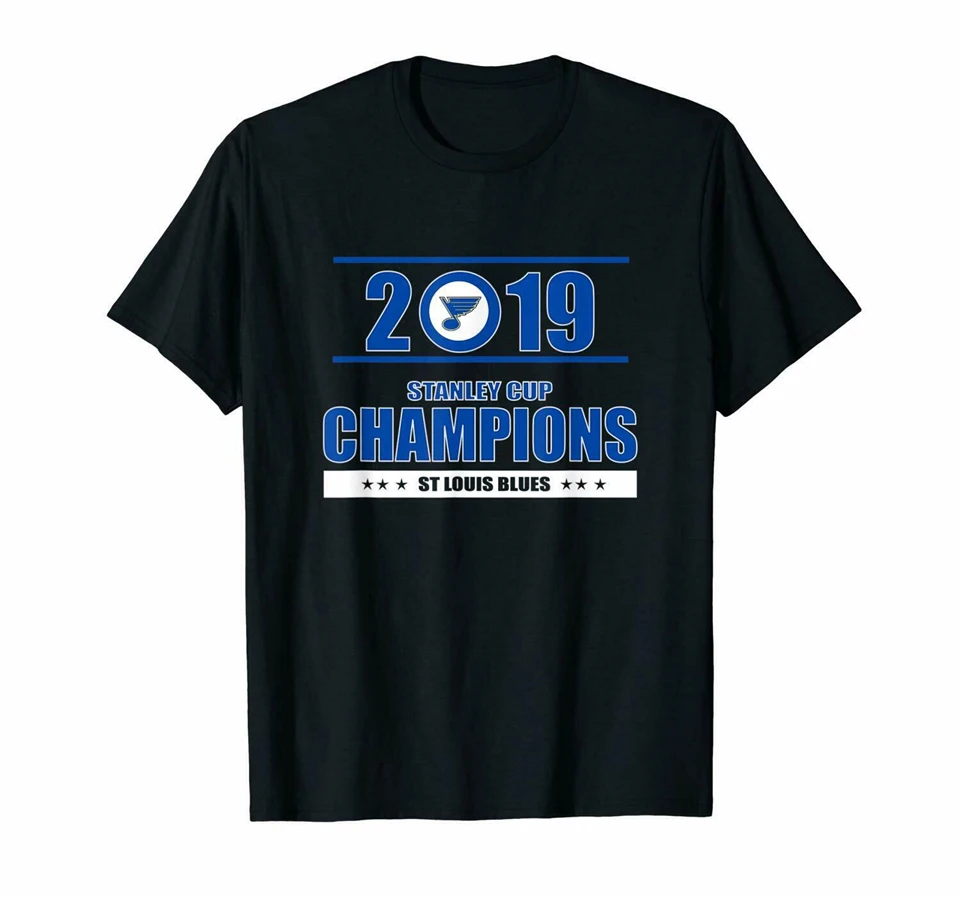 

Black Stanley St-Louis Cup Blues Champions 2019 Tee For Fans 100% Cotton Customize Tee Shirt