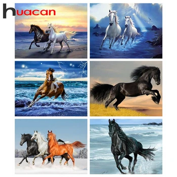 

Huacan Diamond Painting Horse Full Square Diamond Mosaic Animal 5D DIY Handmade Craft Wall Art Decoration