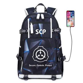 

SCP Cosplay Oxford Luminous USB Charging Student School Shoulder Bag Teentage Laptop Travel Rucksack Backpack Gift