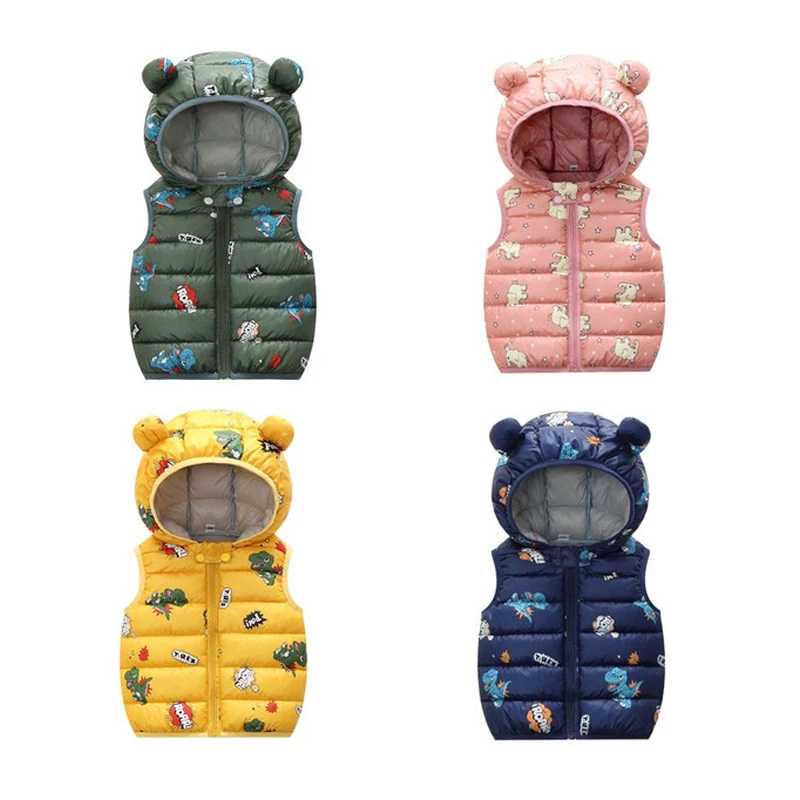 Autumn Children Warm Down Vest Baby Thicken Waistcoat Kids Outerwear Winter Vest Clothing Boys Girls Hooded Jackets