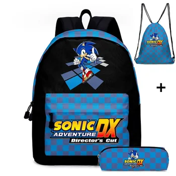 

16 inch 3pcs/set Sonic the Hedgehog School Bag for Kids Boy Backpack Children School Sets Pencil Bag Toddler Schoolbag