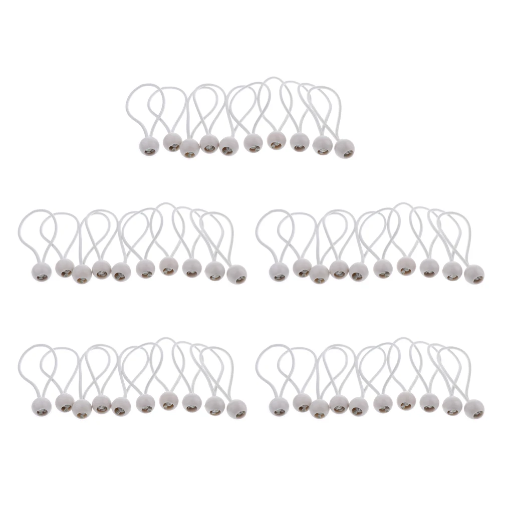 50pcs 162mm 5mm Heavy Duty Ball Bungee Cords Elastic Tie Ropes for Securing Canopy Tent Tarp