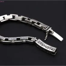 S925 чистого серебра Лада квадратная цепь для мужчин возвращение в древние времена тайский серебряный браслет личность коробка цепь для мужчин