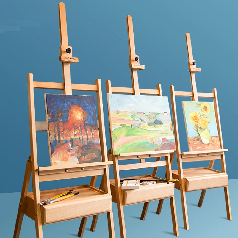 Cavalete ajustável de faia para pintura artística, arte de mesa, para desenho, caixa de mesa, pintura a óleo, suprimentos para pintura