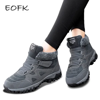 

EOFK 2019 New Winter Women Boots Woman Keep Warm With Fur Outdoor waterproof Snow Boots Sneakers Short Plush Shoes