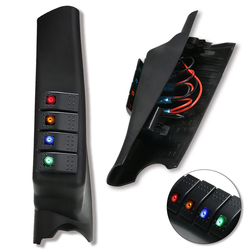 12 V-24 V черный с левой стороны-стойки 4 переключатель Pod Панель комплект Замена автомобиля аксессуары для Jeep Wrangler JK 2007