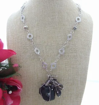 

N032909 19" Smoky Black T1ourmaline Pendant Necklace