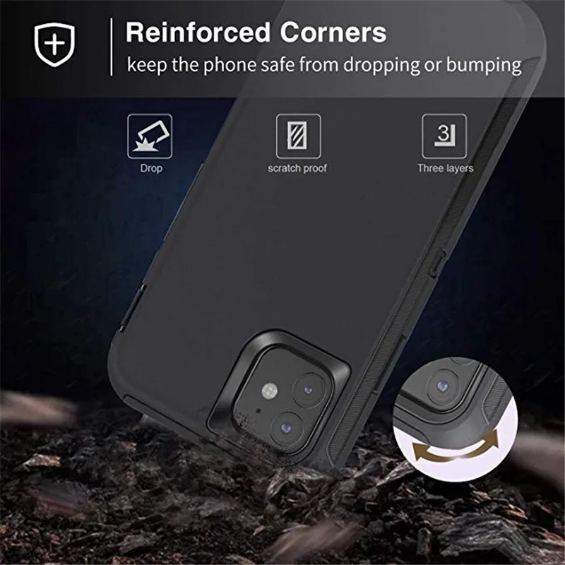 Для iPhone 11 Pro Max X XS Max Гибридный противоударный защитный чехол+ Зажим для ремня сверхпрочный защитный чехол для iPhone 6S 7 8 Plus