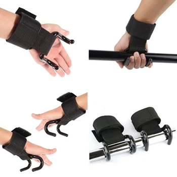 

Weight Lifting Training Gym Hook Grips Straps Gloves Wrist Support Per Polso