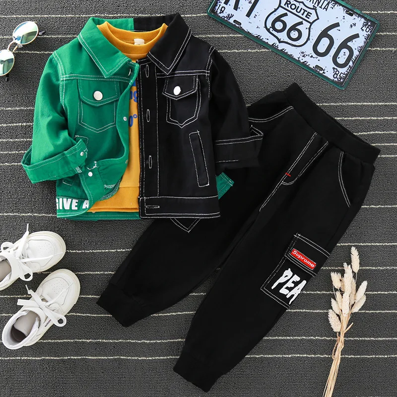 

BOY'S Denim Suit 2019 Autumn Children Baby Jeans Coat Jeans Two-Piece Set Fashion