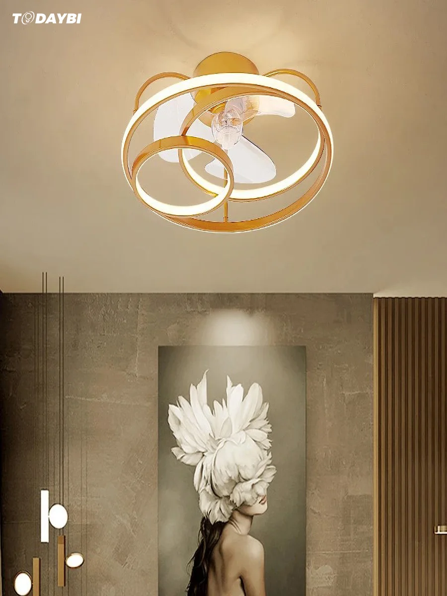 Светодиодный ная потолочная лампа-вентилятор, современный минималистичный светильник на потолок, круглая лампа для столовой, спальни, гост...